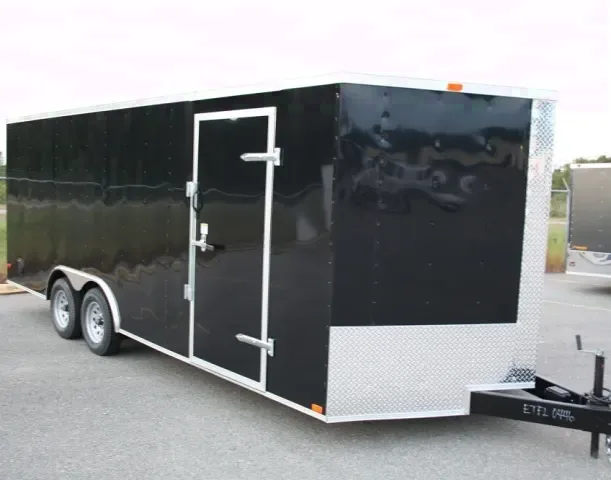 Black 20Ft Enclosed Car Trailer vnose - TANDEM 3500LB AXLES