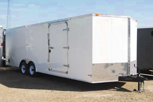 24ft V-NOSE Car trailer - White with 5200lb Axles