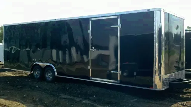 Black Flat Front 28ft Racecar hauler white interior