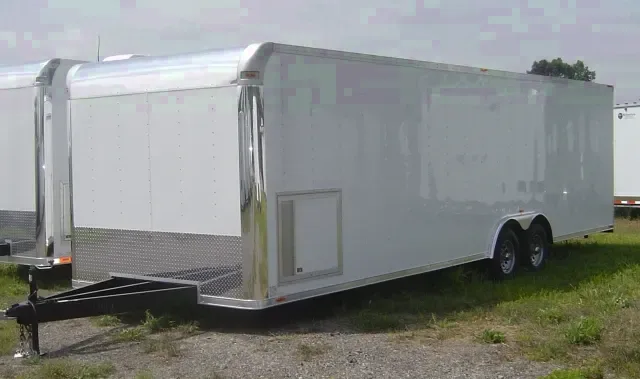 White Flat Front 28ft Enclosed Race Car Trailer-Finished Interior