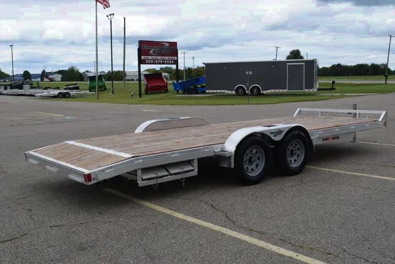 PRE-OWNED SPORT HAVEN 20' ALUMINUM OPEN CAR HAULER w/ WOOD DECK