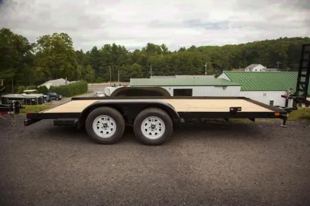 16FT Open Car Hauler with Black Steel Frame w/Wood Deck