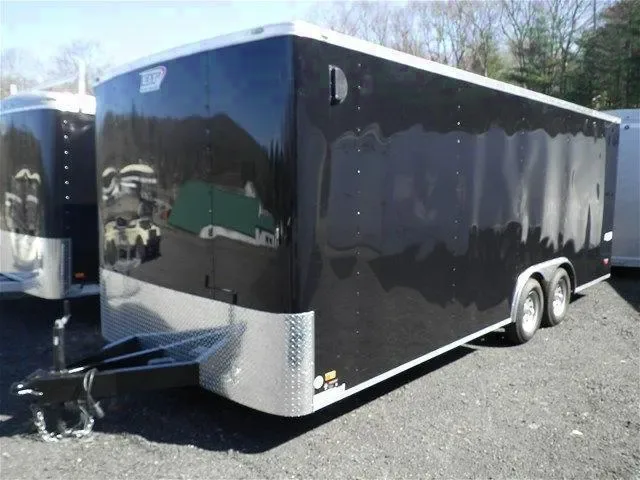 20ft Black Car / Racing Trailer w/4 D-rings-Flat Front