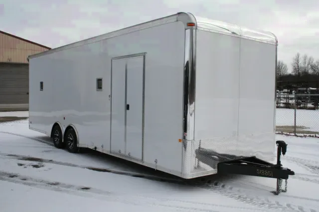 28FT Race  Trailer -  White, Flat Front