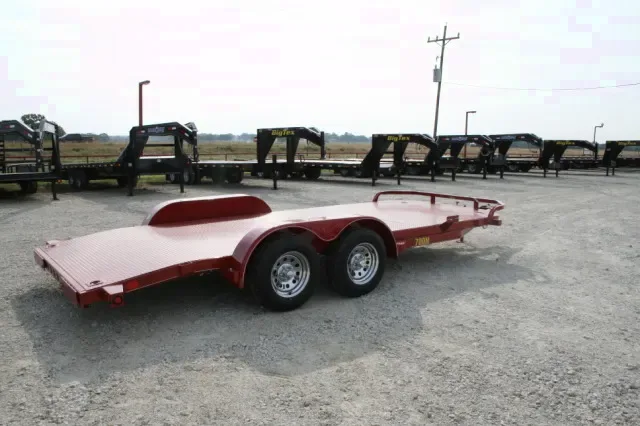18ft  Carhauler Red Open with Steel Deck