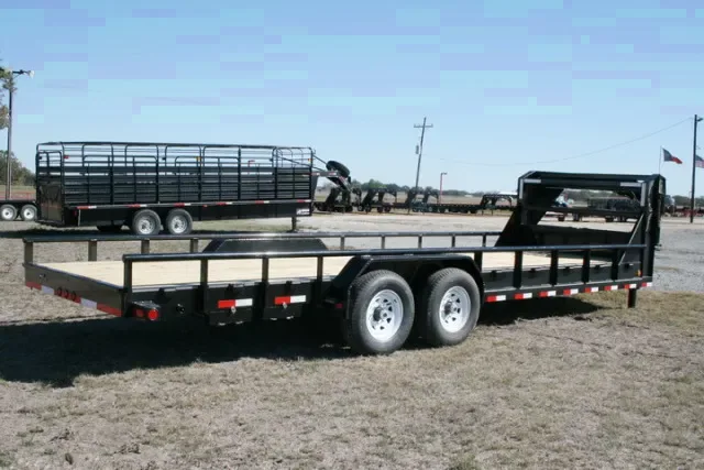 24ft Gooseneck Equipment Car Hauler w/Pipe Top Side Rails