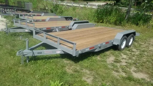 2025 MEB 7x18 Red Wood Deck Open Auto Hauler - Make Your Price!