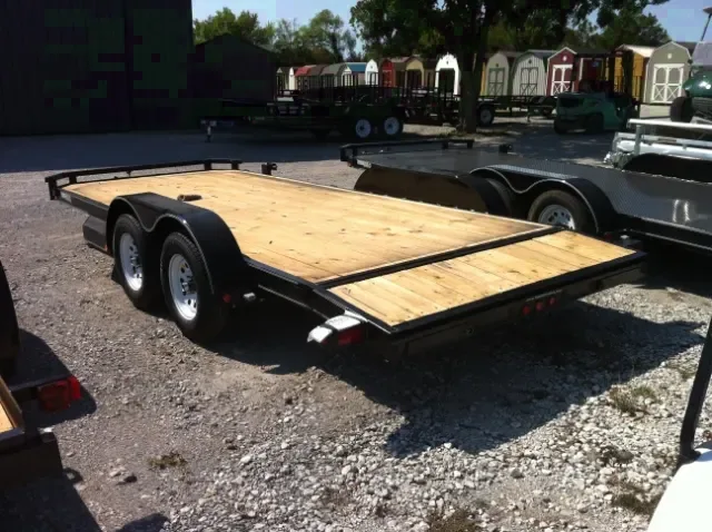 18ft Deluxe Open Car Hauler Black Frame/Wood Deck