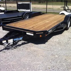 18ft Black Steel Car Hauler with Wood Deck
