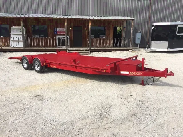 24ft Red Auto Trailer with 10,000 lb axles  and Locking Tool Box