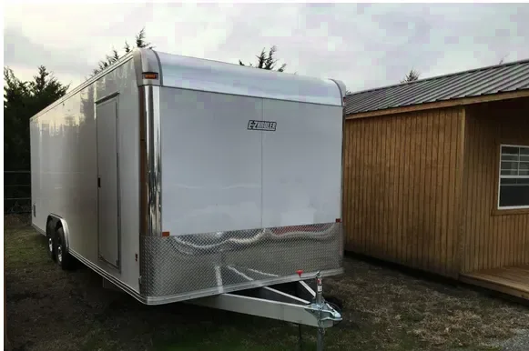White 24ft Enclosed Car Hauler