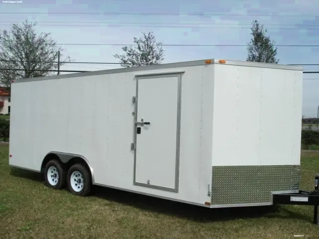 20ft TA Enclosed Auto Hauler: White V-nose Car Hauler