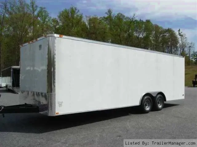 24ft Enclosed White Flat Front Car Hauler