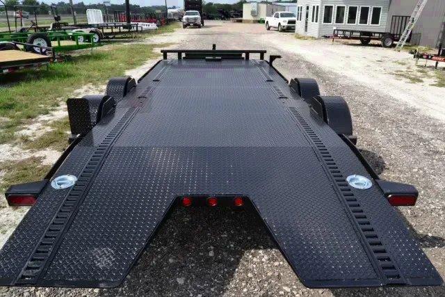 20FT STEEL AUTO TRAILER-BLACK DIAMOND PLATE FLOOR W/2 ROWS OF E-TRACK