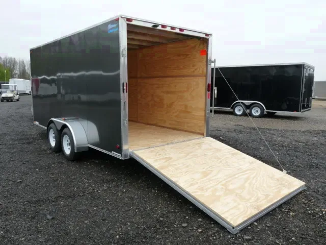 Charcoal 18ft Tandem Axle Car Hauler  with Rear Ramp Door