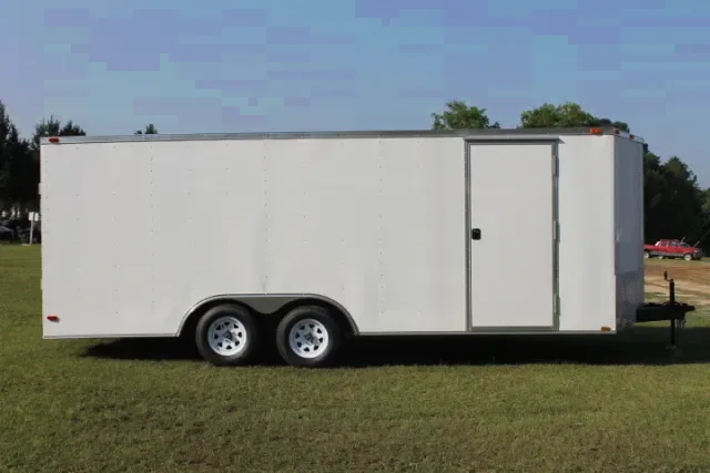 20FT T/A Car Hauler, White w/V-nose