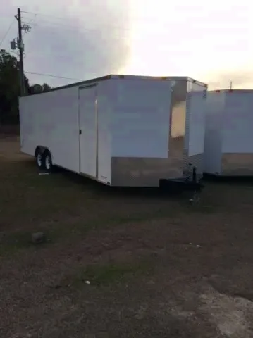 24ft White Enclosed Car Hauler