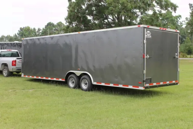 28FT CAR HAULER-GREY WITH STONE GUARD