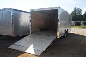 Silver V-nose 20ft Enclosed Car Trailer