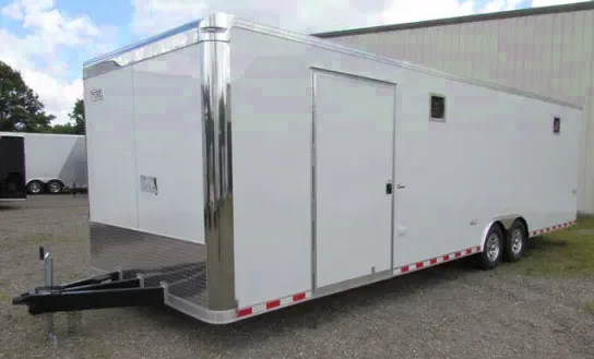 White 28ft Flat Front Race Trailer