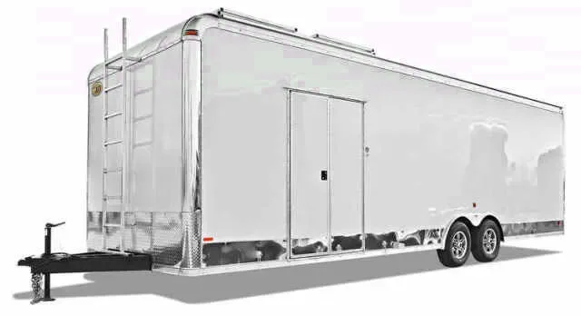 White 28ft Car Hauler W/ Viewing Platforms