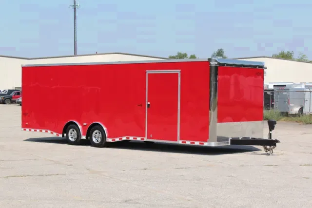 Red Flat Front 28ft Race Trailer