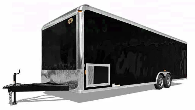30ft  Bumper Pull Race Car Trailer-Black Flat Front