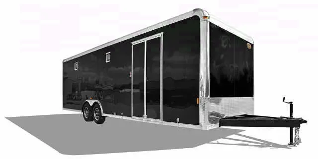 Black Flat Front 30ft Race Trailer - Loaded