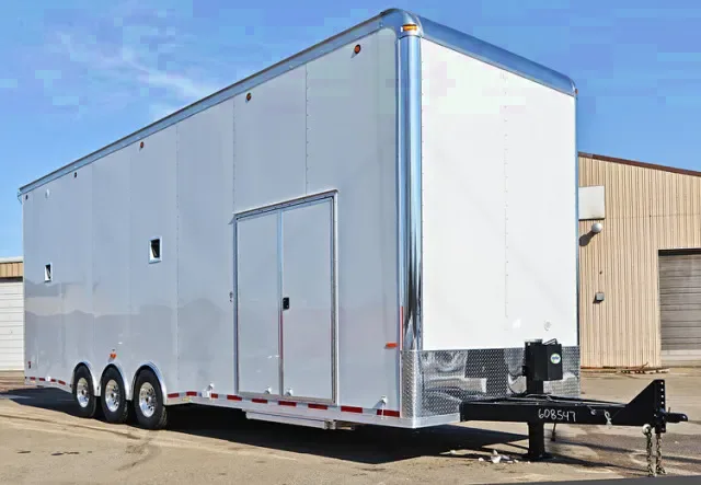 32ft White Triple Axle Stacker