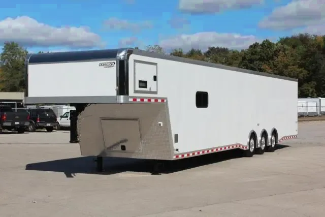 White 44ft  Enclosed Gooseneck Trailer