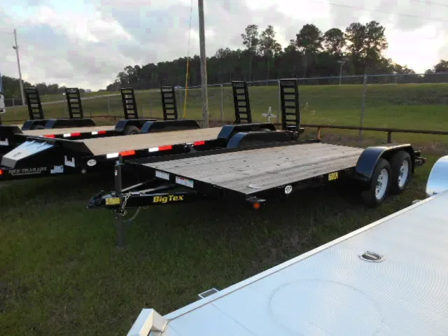 16FT OPEN CAR HAULER BLACK STEEL FRAME AND WOOD FLOOR