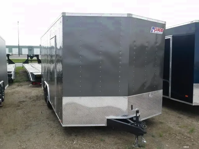 18ft V-NOSE ENCLOSED PEWTER  CAR HAULER