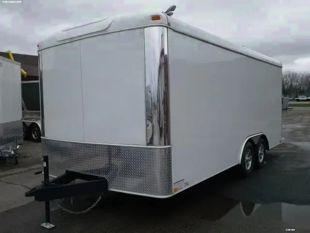 18ft White Enclosed Car Hauler