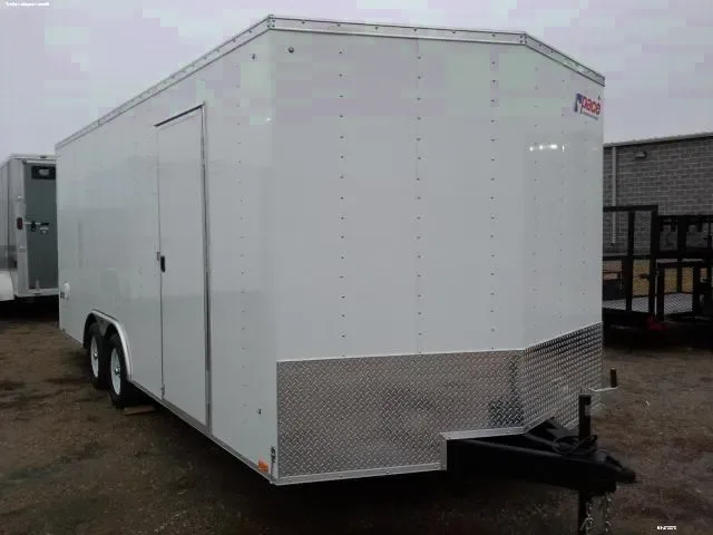 20FT V-NOSE  WHITE ENCLOSED CAR HAULER