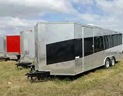 Silver and Black V-Nose 24ft Car Hauler