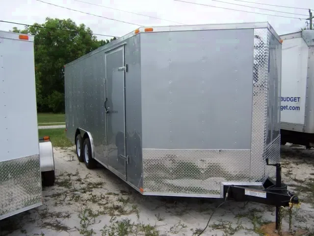 10ft V-nose Enclosed Car Hauler-Silver with Ramp