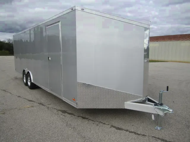 Silver 24ft All Aluminum Car Hauler-Slant Nose