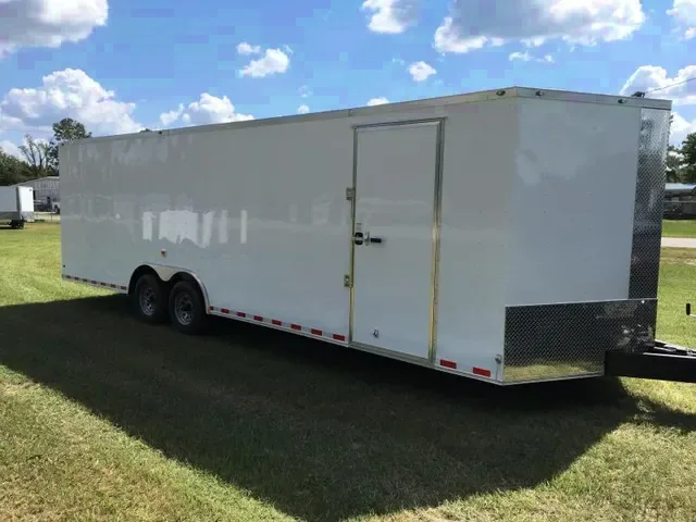 White 28FT TA BP Enclosed Cargo Trailer