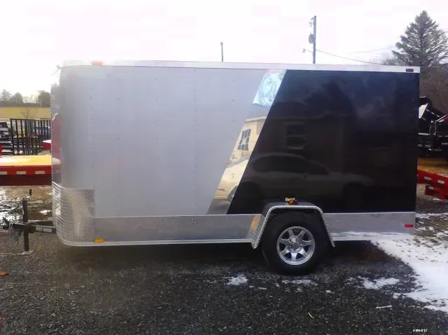 12ft Two Toned Silver/Black Single Axle Cargo Trailer