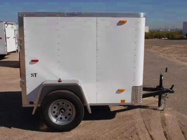 8ft White Cargo Trailer - FLAT FRONT