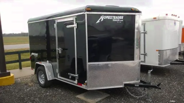 10FT BLACK V-NOSE CARGO TRAILER  W/REAR RAMP