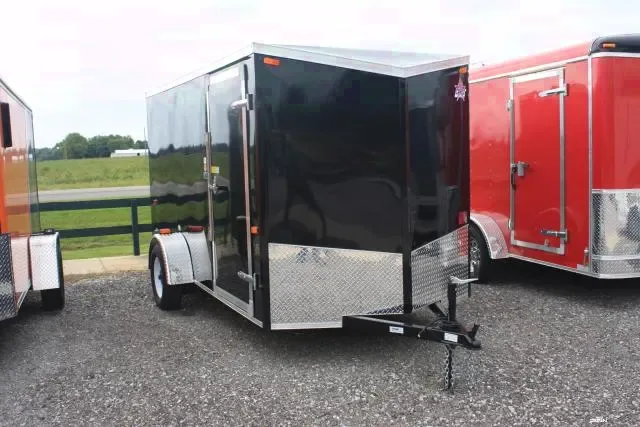 12FT WEDGE NOSE BLACK CARGO TRAILER