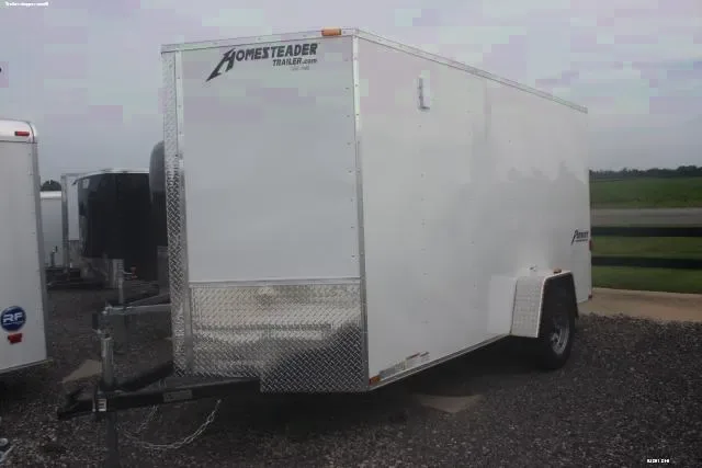 12FT Enclosed Trailer White with V-Nose and Ramp
