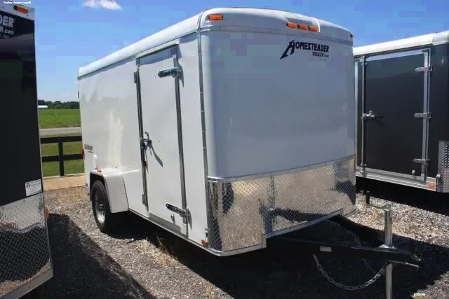 12ft Single Axle White Flat Front
