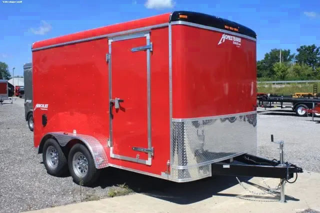 Red 14FT Cargo-3500lb Axles Ramp Door