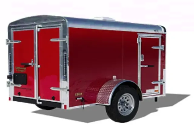 10FT ENCLOSED RED CARGO TRAILER WITH V-NOSE