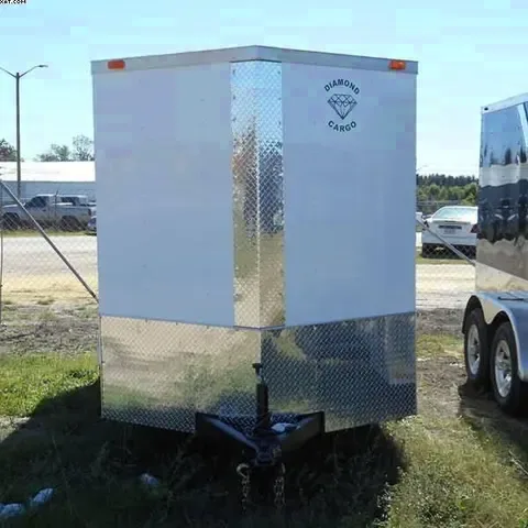 12ft V-nose Cargo Trailer White with Tandem Axles