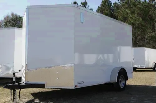 12ft S/A Cargo Trailer-White with V-nose