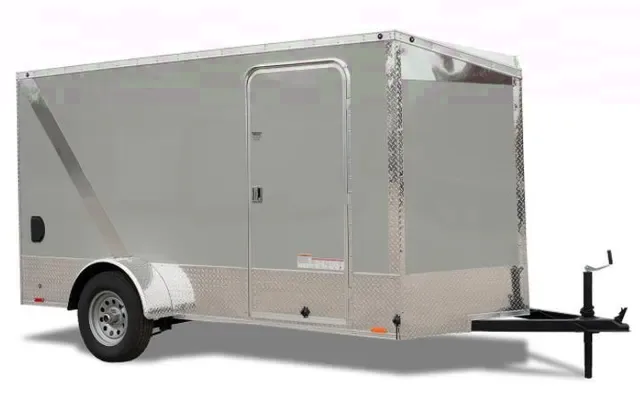 12ft S/A Enclosed Trailer - GREY V-NOSE WRAP AROUND DIAMOND PLATING