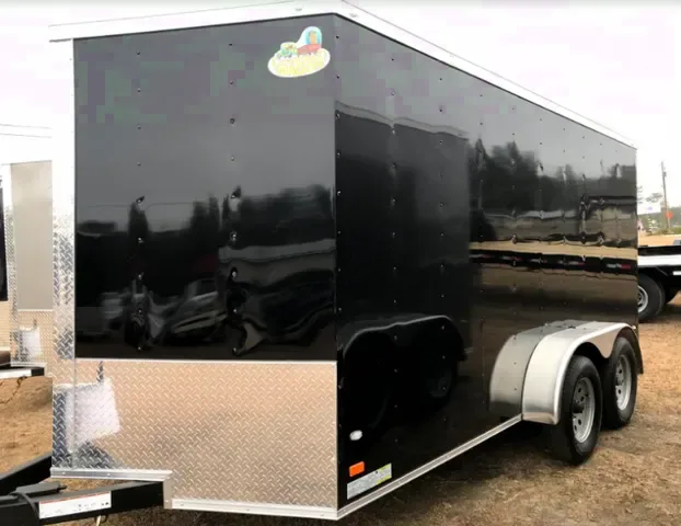 Black 14ft Tandem Axle Enclosed Cargo with Ramp